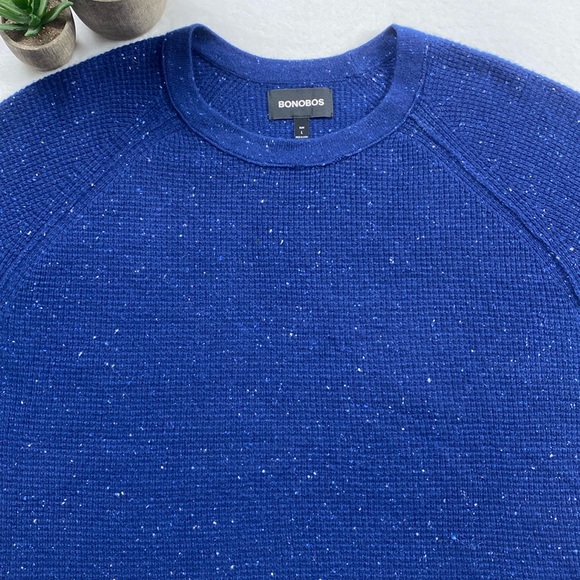 Bonobos Donegal Cashmere Speckled Waffle Stitch LS Crewneck Sweater (Dark Blue) - Picture 5 of 15